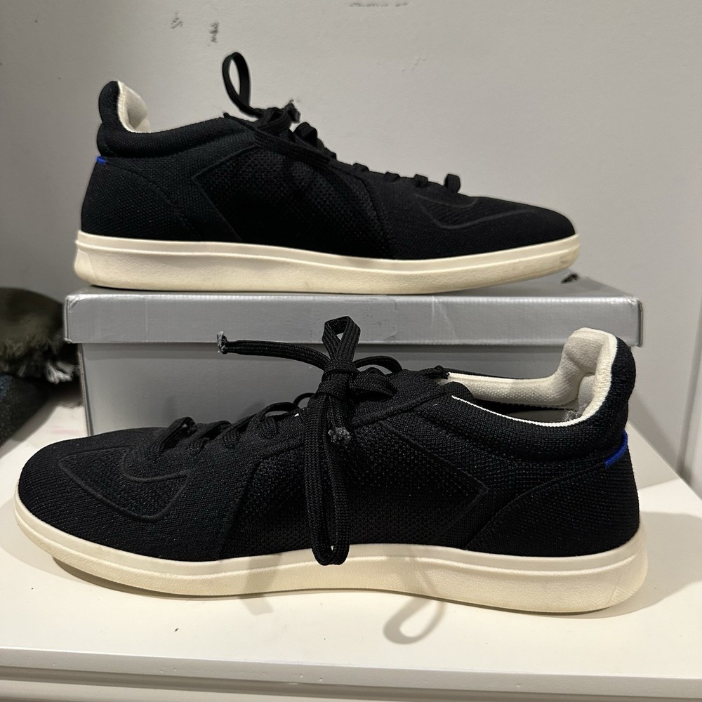 Rothys Shoes Black Knit Lace Up Sneaker Shoes Casual Lightweight Men 11 - Picture 2 of 7